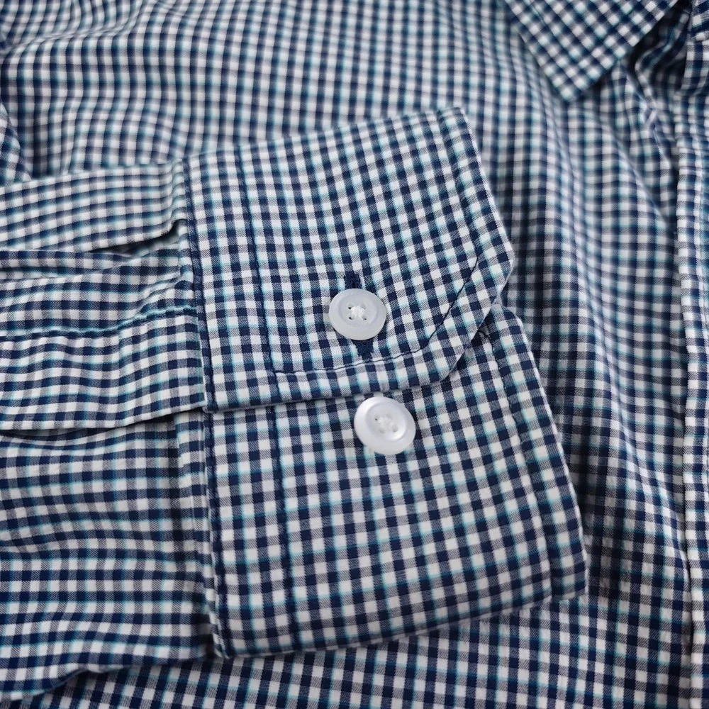 Under Armour Shirt Mens Large Blue Check Button Up Long Sleeve Performance